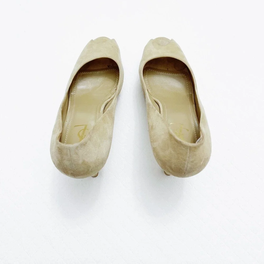 YSL Suede Leather Open Peep Toe Heels SZ40 - Picture 5 of 8